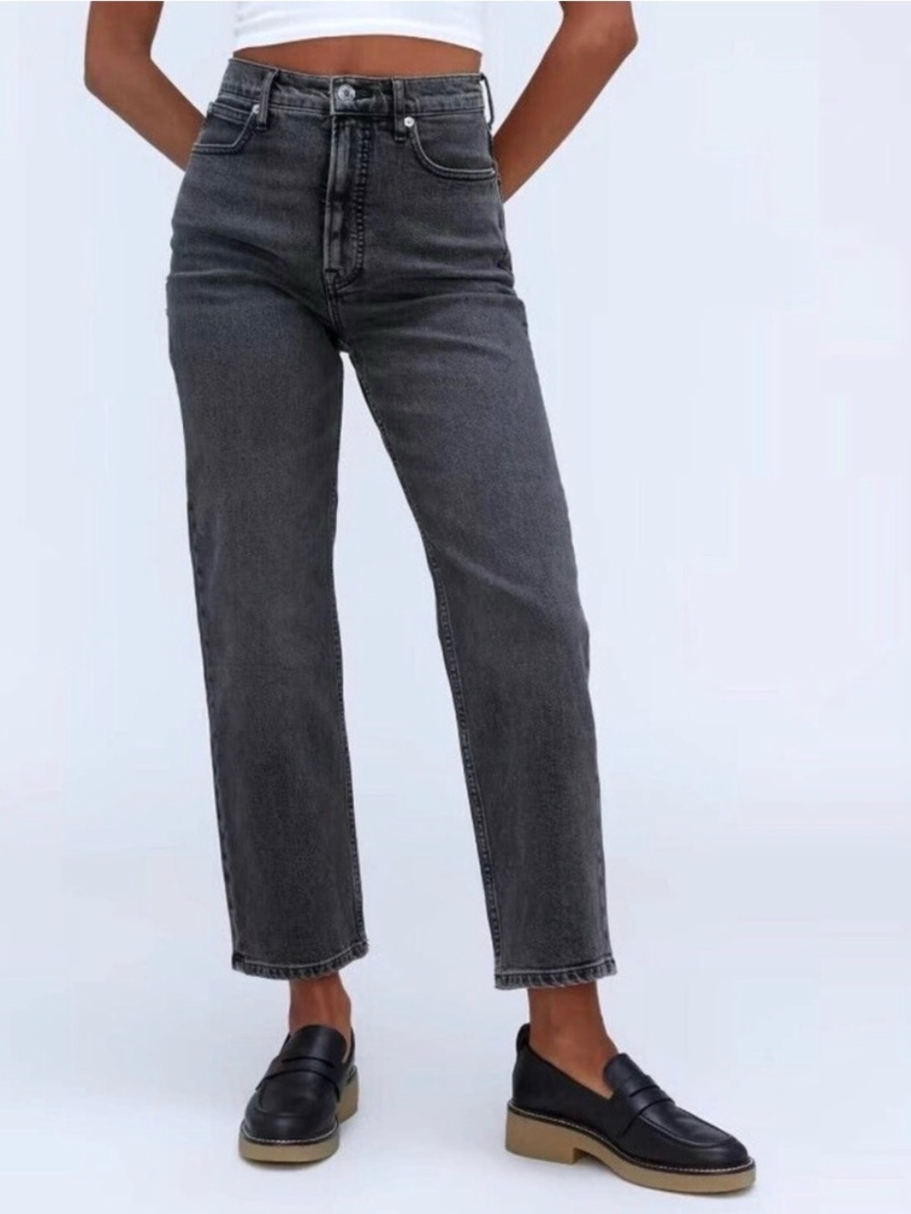 Everlane Way High Jean in Black Grey Size 26